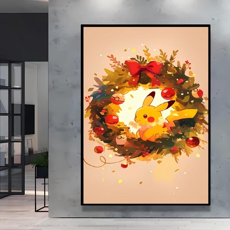 Canvas Wall Art Pokemon Pikachu Poster Prints Cute Cartoon Character Picture Classic Living Room Home Decoration Christmas Gift