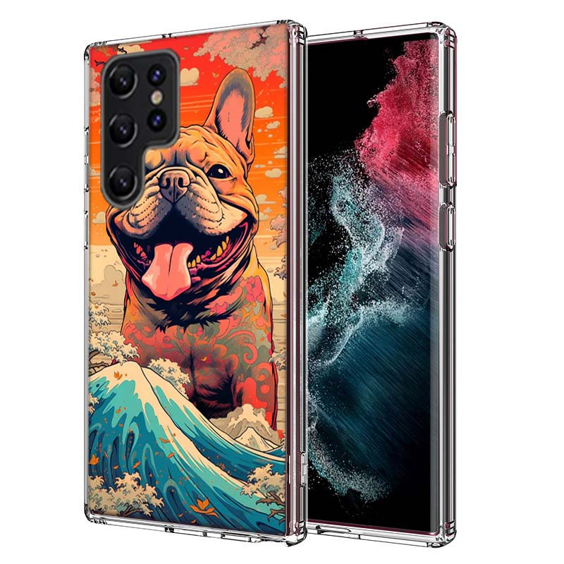 Чехол для телефона Samsung Galaxy S21 S20 S23 FE S22+ S24 Ultra S25 Edge с изображением Французского бульдога и Мопса, Прозрачный Чехол-бампер Coque Patt