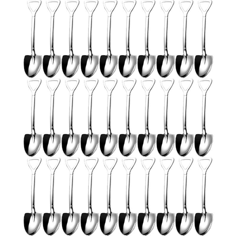 Silver Stainless Steel Shovel Spoons Mini Fruit Watermelon Spoon Ice Cream Dessert Scoops Coffee Teaspoon Kitchen Tableware Sets