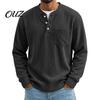 Winter Thick Wide Stripe Tops Men Corduroy Pullover Shirt, Long Sleeve Button Collar with Chest Pocket, Daily Wear Shirt Loose Fit Ribbed Textured