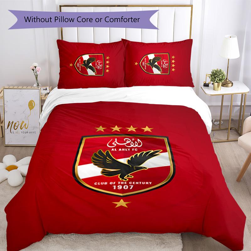 3pcs Al Ahly FC Design Cover Set - HD Printed Bedding with 1 Cover and 2 Pillowcases - Perfect for Home and Dorm Decor