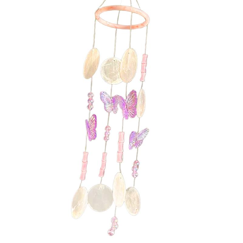 1Kit Handmade Shell Wind Chime Elegant Butterfly Wind Chime Gift Wind Chime Material Pack Photography Props 3 Colors