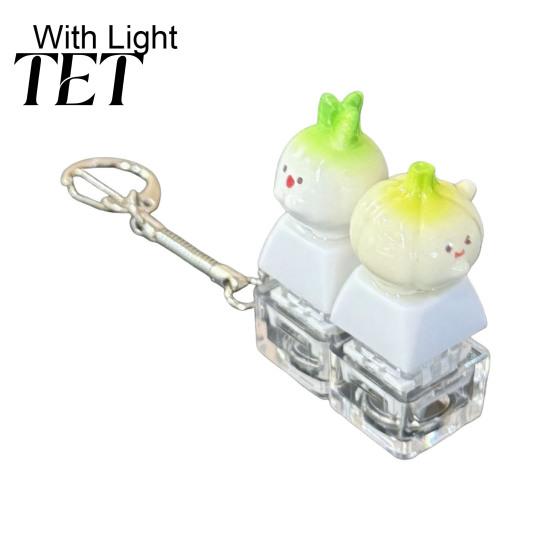 Handheld Fidget Clicking Device Vegetable Keyboard with LED Light, Stress Relief Clicker Keychain Mechanical Keycap Decompression Toy for Backpack,