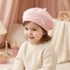 Warm Children Knitted Beret Elastic Beanie Cap Stylish Bow Embroidery Painter Hat  5-48 Months