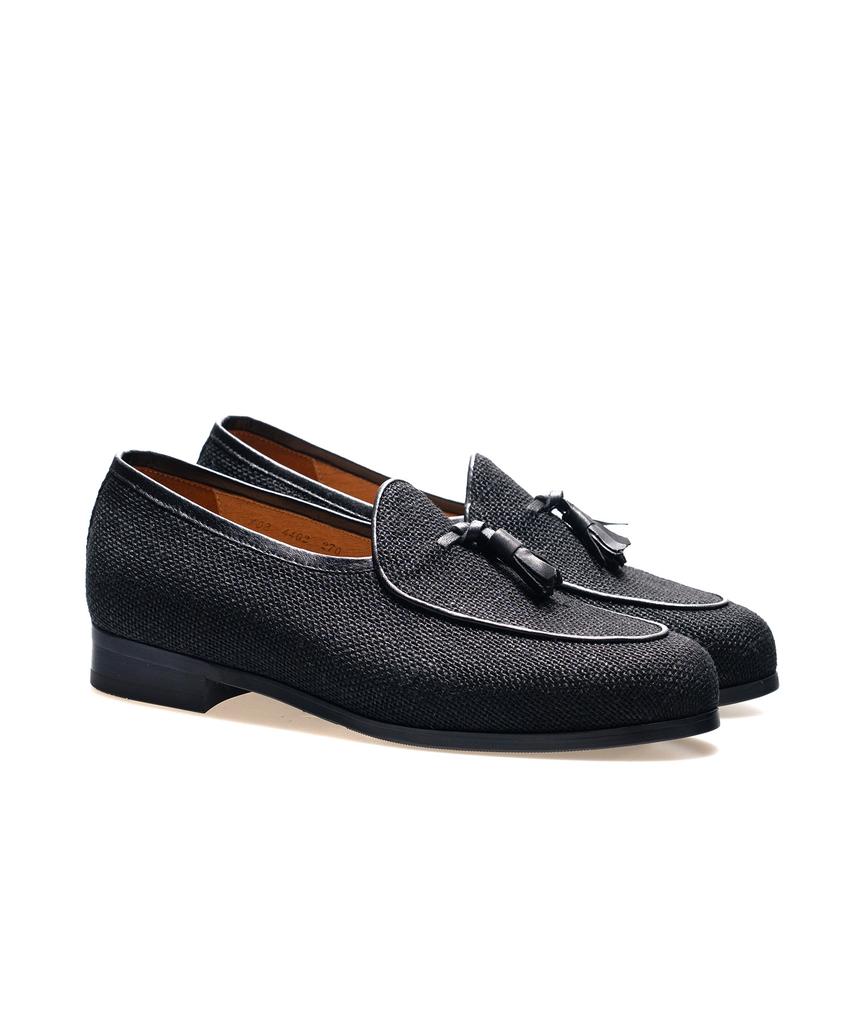 Allclassic Alc4402 Belgian Summer Linen Tassel Loafers_Black