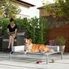 Outdoor Dog Bed, Elevated Dog Bed for Medium-Sized Dogs, with L-shaped Cushion 110x75x30cm, Light Grey