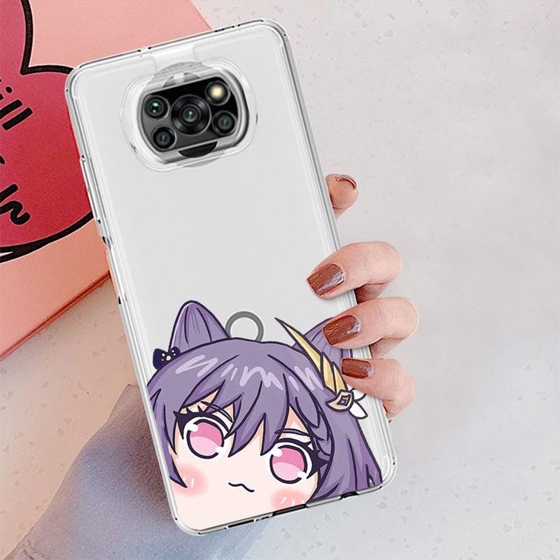Чехол Coque для Xiaomi Poco X3 NFC X3 Pro M3 F3 Redmi 9 10 10C 9A 9C K40 Pro F1 9C Note 9S силиконовый милый Q Genshin Impact Capa