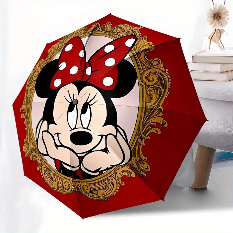 Minnie Mouse,Classic Portrait Themed Automatic Opening and Closing Folding Umbrella, Reinforced 8 Ribs, Compact Travel Design, Fashionable F