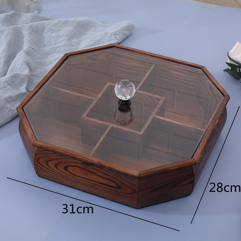 Деревянная тарелка для закусок из сухофруктов с крышкой, коробка для закусок, тарелка для орехов и сухофруктов, коробка для конфет, коробки для хранения закусок, домашний органайзер для хранения