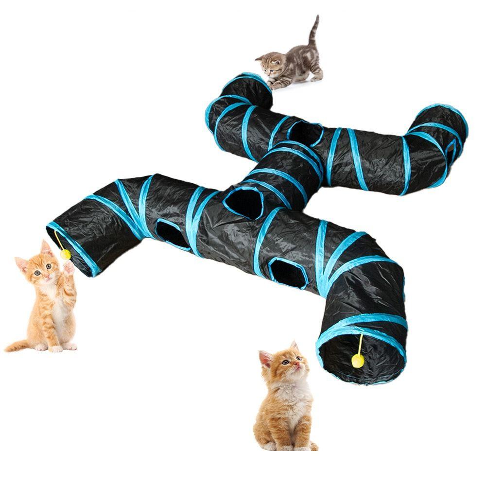 Polyester+Steel Wire Cat Tunnel Tube Foldable Cat Maze Tunnel Portable Pet Fun Play Toy Puppy