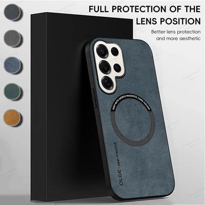Кожаные чехлы для телефонов Samsung S25 S24 S23 S22 S21 S20 Ultra Plus Edge FE Note 20 Ultra Противоударный Магнитный чехол для Magsafe