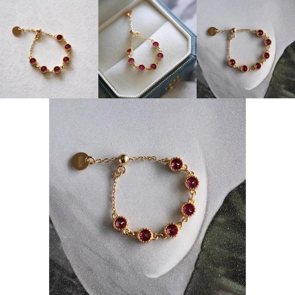 Elegant Copper Adjustable Geometric Ring Featuring Vintage Ruby For Stylish Women