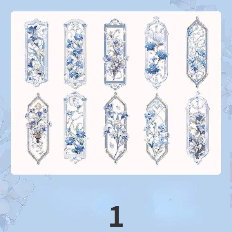 Flower Special-shaped Frame Bookmark Relief Gilding Student Reading Book Marks Teacher Supplies 10pcs/pack