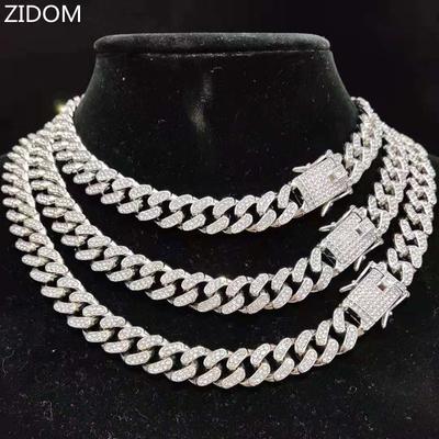 Мужские и женские хип-хоп ожерелье с цепочкой Iced Out Bling, высокое качество, ширина 13 мм, кубинские ожерелья в стиле хип-хоп, модные ювелирные изделия