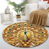 Golden Peacock Mandala Design Print round rug, living room, bedroom, playroom carpet, non slip floor mat, gift