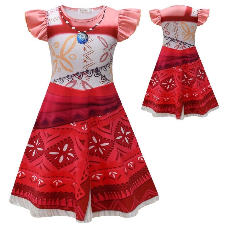 Summer New Cartoon Moana 2 Moana, Maui Same 3D Digital Printing Cute Princess Dress