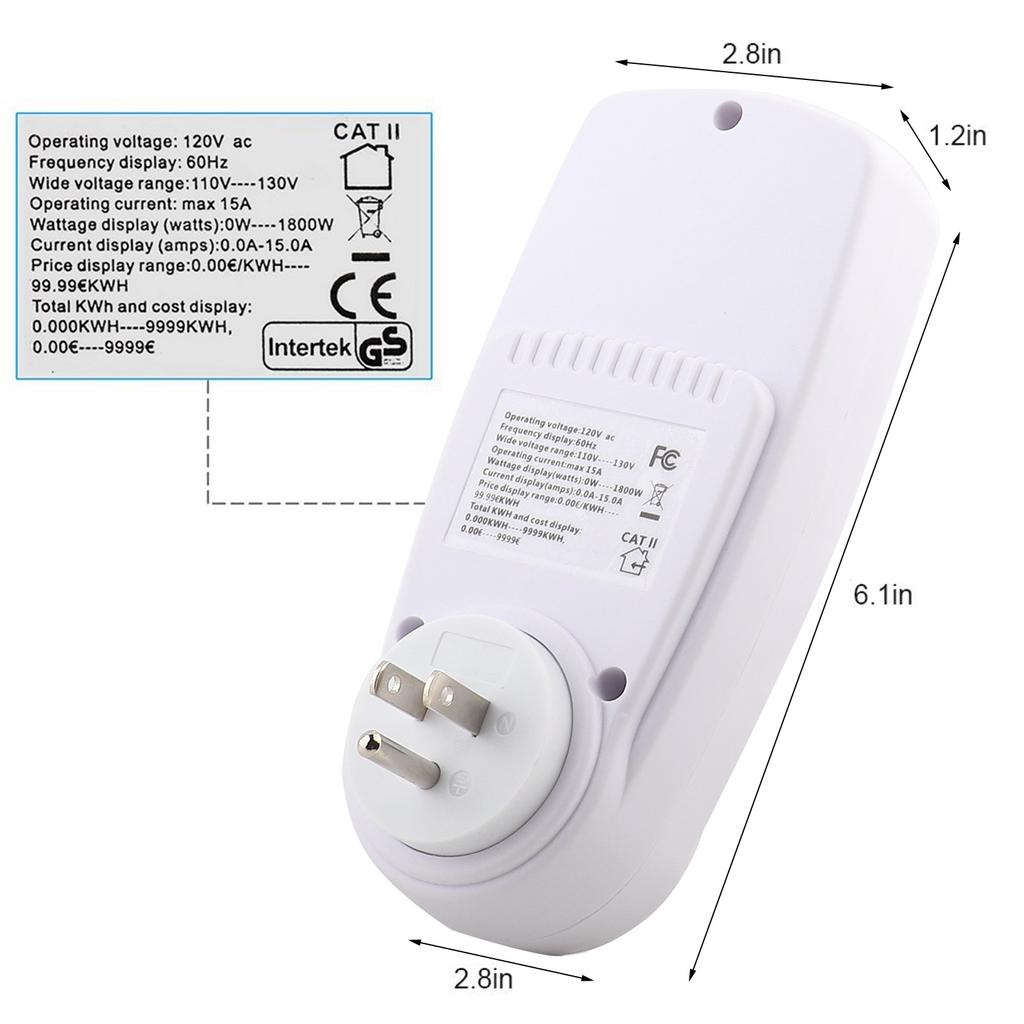 Монитор потребления электроэнергии Счетчик мощности Вилка Домашняя энергия Ватт Вольт Ампер кВтч Анализатор потребления