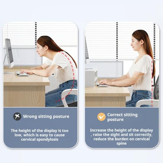 Wooden Computer Elevated Rack Monitor Stand Riser with Storage Compartment Easy Installation Office Desk Storage Organizer Laptop Holder