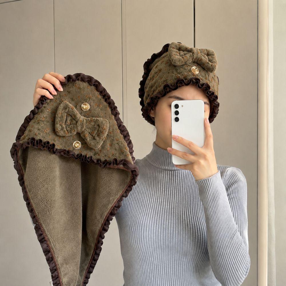 Coral Fleece Hair Towel Wrap Absorbent Shower Cap New Bow Dry Hair Cap For Bathroom,washing Hair
