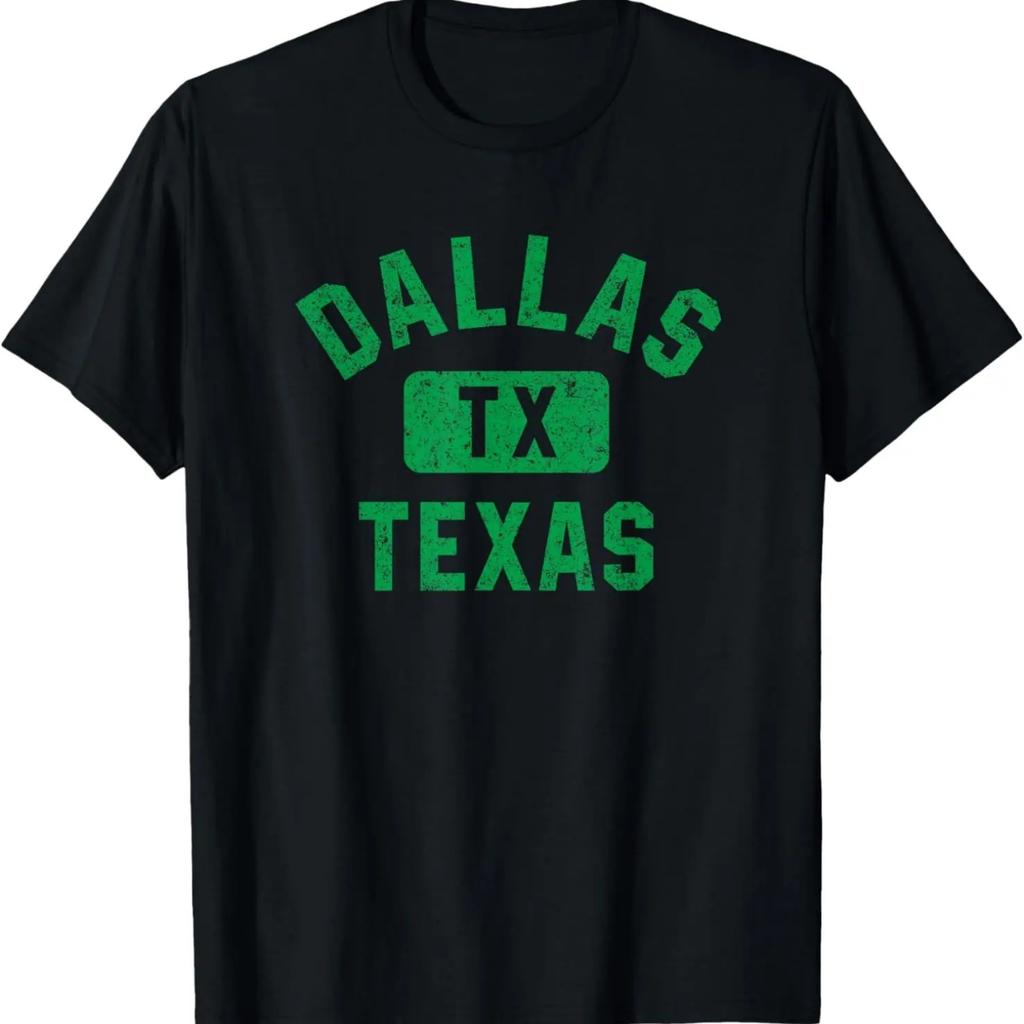 Dallas Texas TX Gym Style Distressed Green Print T-Shirt