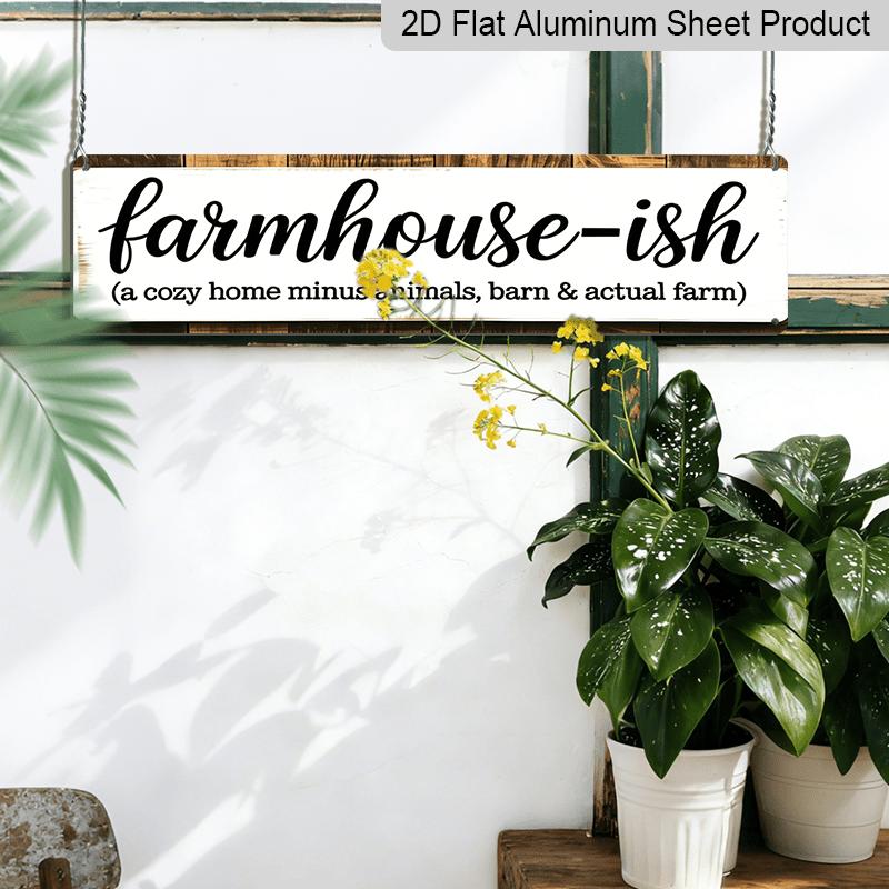 2D Flat 1pc, Farmhouse Aluminium Decorative Sign Family Wall Plaques Decorations Sign Farmhouse Entryway Rustic Plaques Art with Quotes for Home Cafe