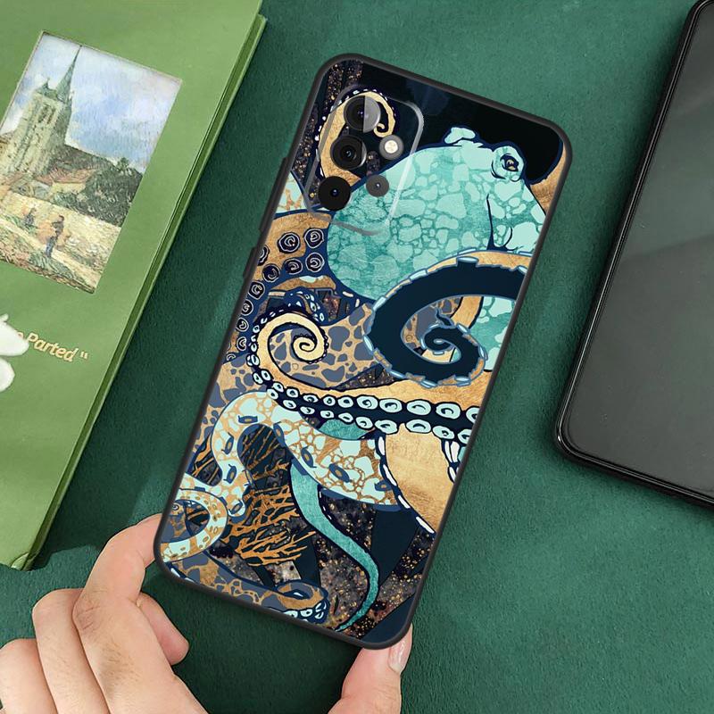 Морские обитатели Осьминог Чехол для Samsung Galaxy A54 A12 A22 A32 A52 A72 A52S A14 A70 A51 A71 A33 A53 A73 Чехол