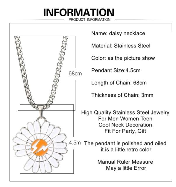 Bohemia Daisy Necklace Women Girls Jewelry White Daisy With Lightning Flower Pendant Stainless Steel Chain Collar Choker