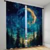 2 шт. штор с принтом звездного неба, темно-синего цвета, машинная стирка, для гостиной, спальни, кабинета, домашнего декора - Rod Pocket