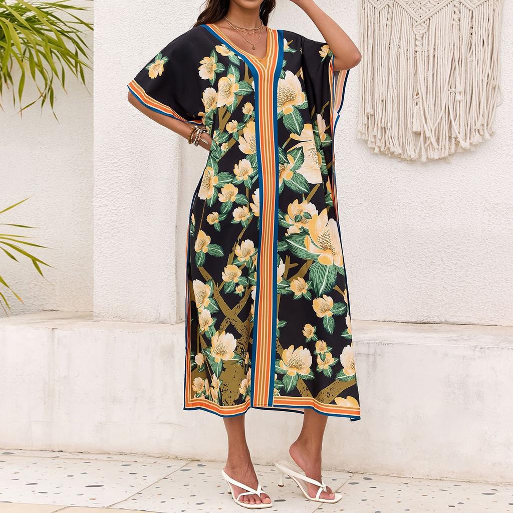 Women's Dress, Colorful Floral Prints, Vacation Loose Robe, Bikini, Sun-protective Smock