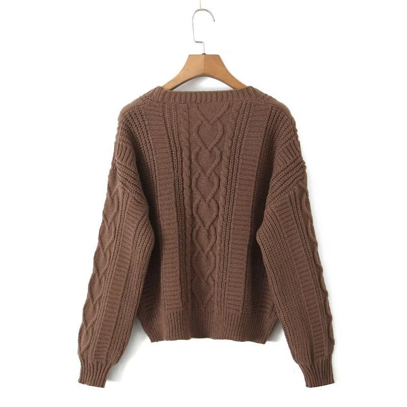 Women's Autumn and Winter Single-breasted Knitted Cardigans Solid Color Gentle Style Sweater Jacket Versatile