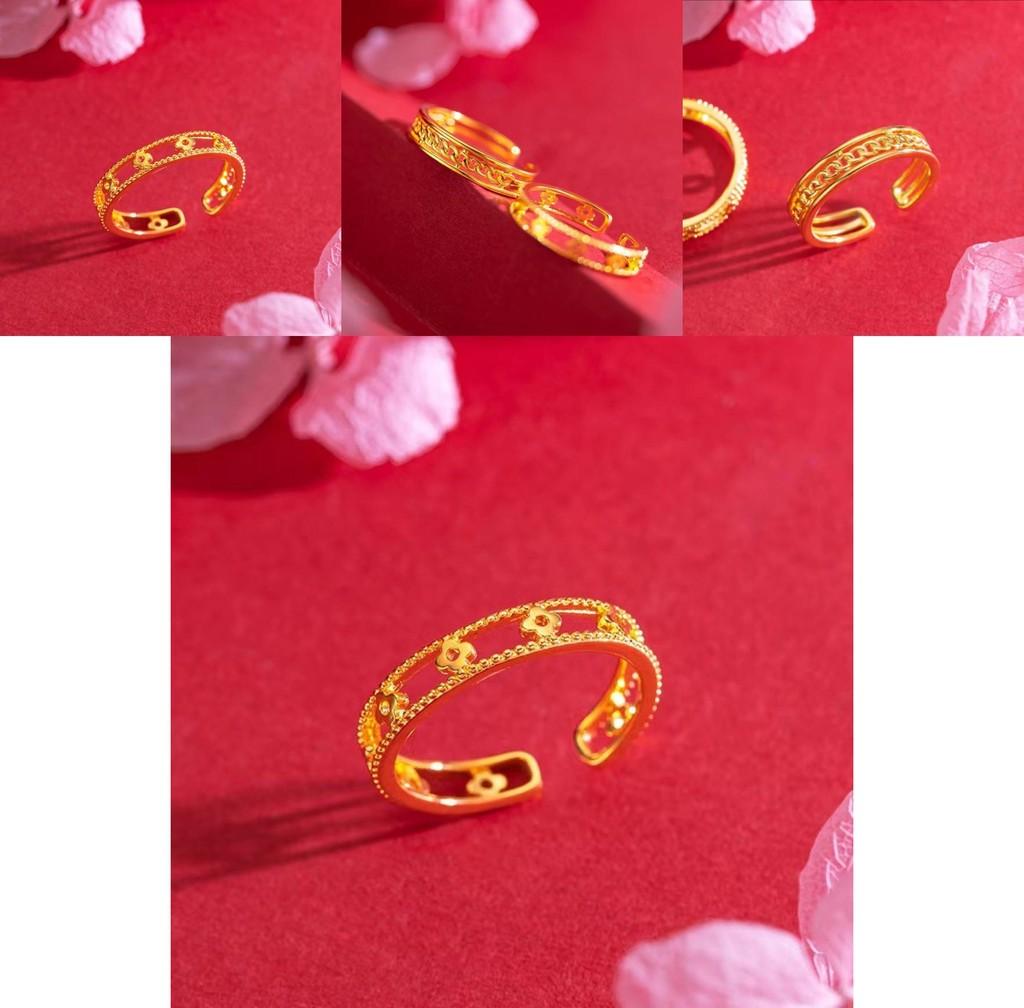 Chic And Unique Adjustable Open Ring With Interlocking Design In Brass Gold Plating For Women