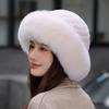 Панама из кроличьего пуха, вязаная, эластичный головной убор, теплая женская осенне-зимняя шапка из лисьего меха