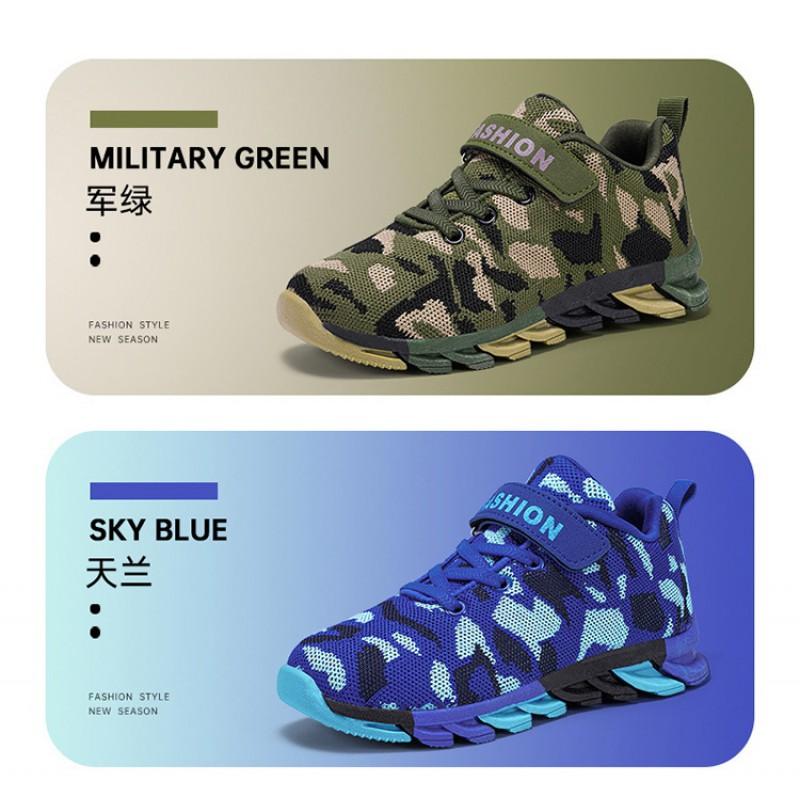 Kids Camo Training Shoes Outdoor Camps Ages 10-15 Breathable Mesh Sneakers With Hook Loop