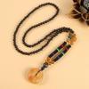 Retro Versatile Men's and Women's Sweater Chain Long High-end Wooden Pendant Buddha Bead Necklace Pendant Cotton and Linen Accessories