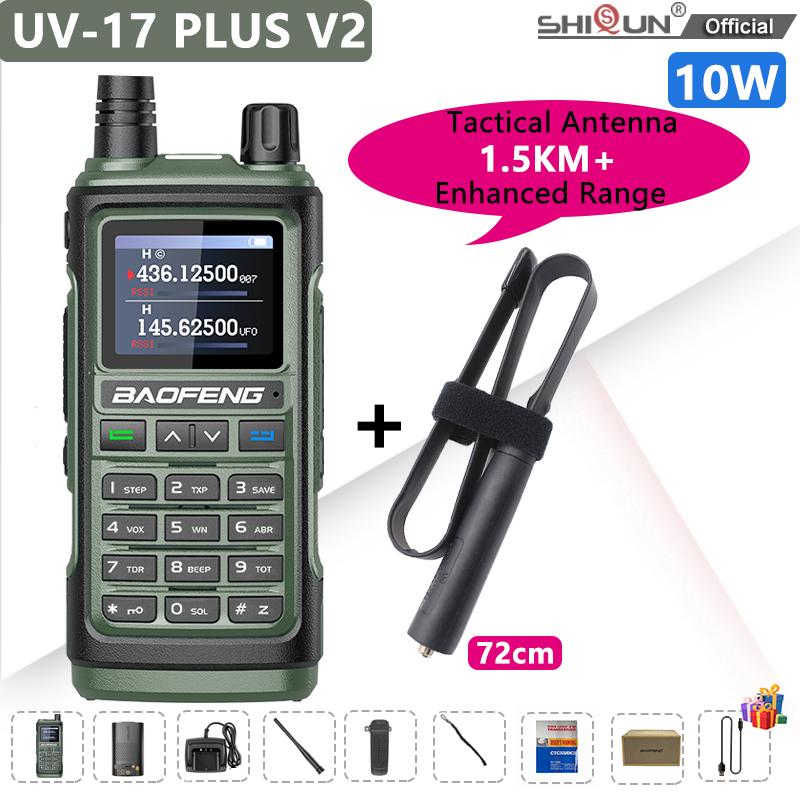 Baofeng UV 17 Walkie Talkie UV 17 PLUS V2 Tri-Band Two Way Radio Type-C Charger 999CH FM Wireless Copy Frequency UV 17 Pro V1 V2