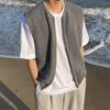 Новый стиль ранней осени Свитер-жилет с круглым вырезом для мужчин Вязаный жилет Модный кардиган на молнии Свободная куртка в гонконгском стиле