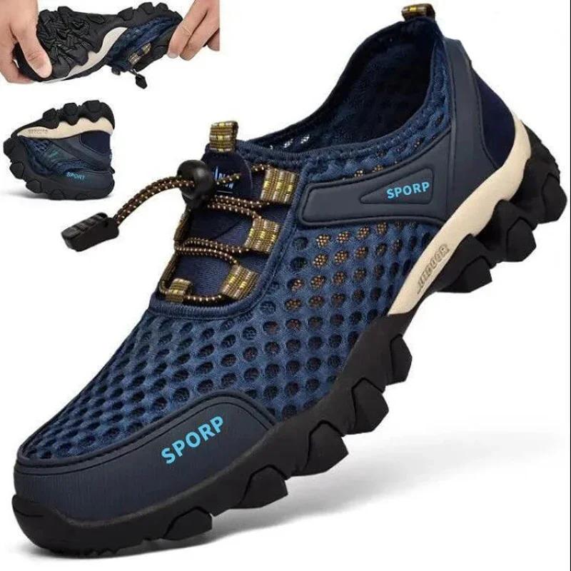 Men Breathable Sneakers New Fashion Shoes Climbing Hiking Shoes Men Outdoor Beach Wading Shoes Mesh Mens Non-slip