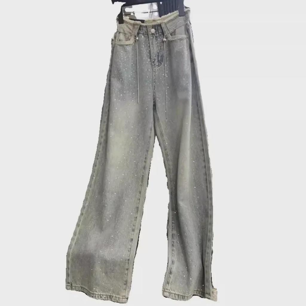 European Heavy-Duty Starry Sky High Waist Wide-Leg Jeans for Women - Summer Fashion