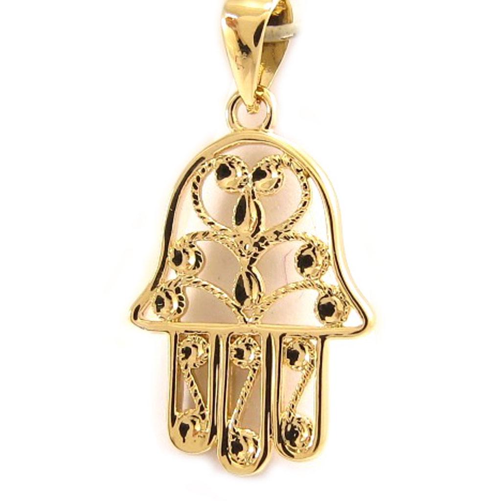 Les Trésors De Lily [L4377] - Gold Plated 'Hand of Fatma' Pendant - 22x15 Mm