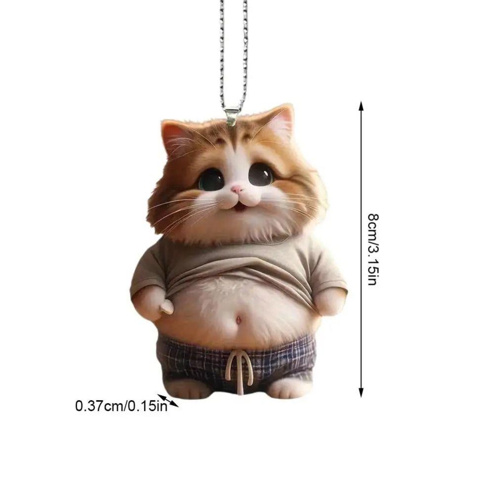 Cartoon Cat Ornament 2D Flat Car Mirror Backpacks Hanging Pendant New Cat Keychain Home Decor