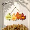 Fall Front Door Decoration Autumn Welcome Sign with Hanging Rope for Door, Rustic Maple Leaf Shape Wood Seasonal Pendant Decor Pumpkin And Butterfly