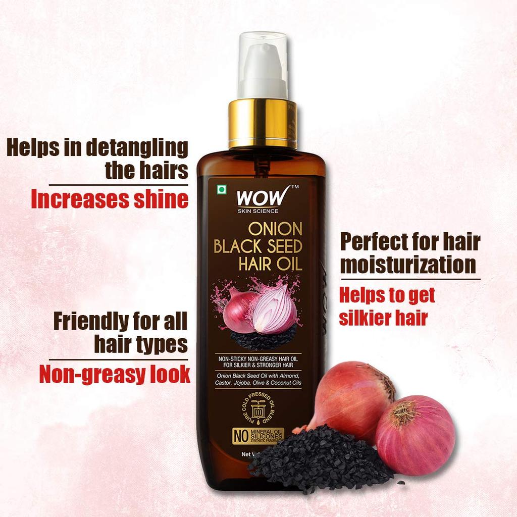 WOW skin Science Onion Black Seed Hair Oil with Comb Applicator, 100ml+WOW Skin Science Onion Black Seed Hair Oil, 200ml