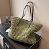 Плетеная из соломы сумка-тоут большой вместимости для женщин - Весенне-летняя наплечная сумка для поездок на работу и пляжа