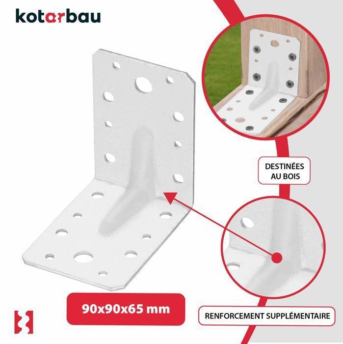 Крепления для фиксации - KOTARBAU - 90 x 90 x 65 мм - Acier galvanisé - Lot de 12 - Raccord d'angle