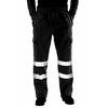 Puntos Men Casual Sanitation Worker Reflective Strips Trousers Fleece Jogging Pants