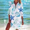 Bikini Cover Up Shirt Swimsuit Cardigan For Women Printed Resort Beach Blouse