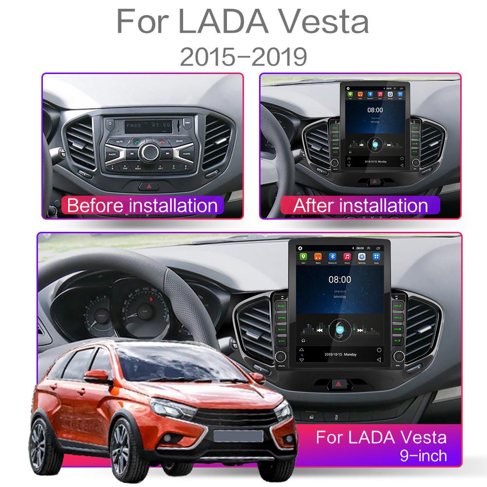 9,7-дюймовый автомобильный радиоприемник для Lada Vesta 2015-2019 Android 2 DIN Tesla с вертикальным экраном Carplay Авто радио Мультимедийный плеер 2 + 32 ГБ