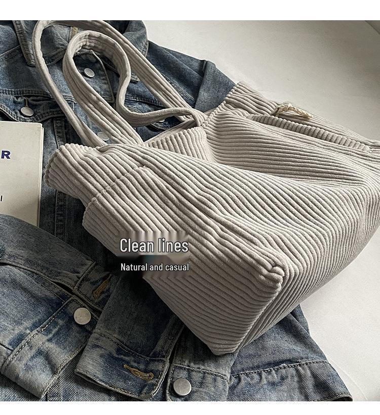 Большая вельветовая сумка-тоут в корейском стиле - Универсальная повседневная студенческая и дорожная сумка через плечо