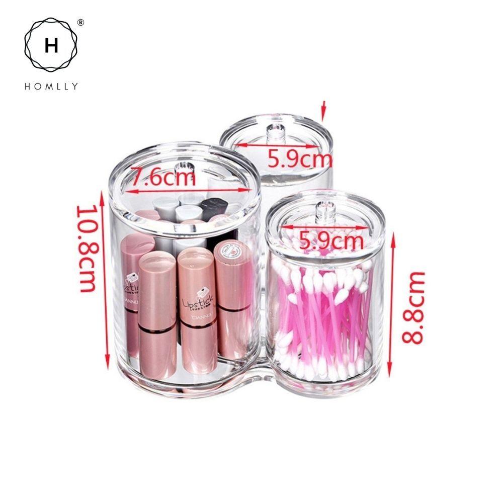 Homlly 3pc Acrylic Clear Cotton Ball and Swab Organizer