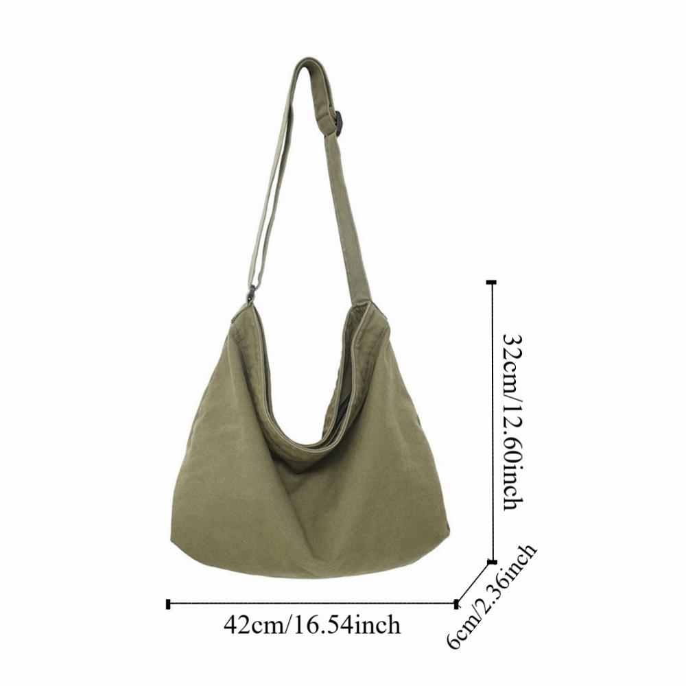 Large Capacity Canvas Crossbody Bag Retro Tote Bag Fashion Messenger Bag Travel